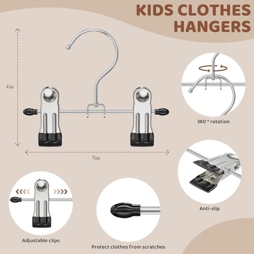 12 Pack Baby Hangers with Clips, 360°Rotatable Toddler Kids Pants Hangers - color: Black, size: 12