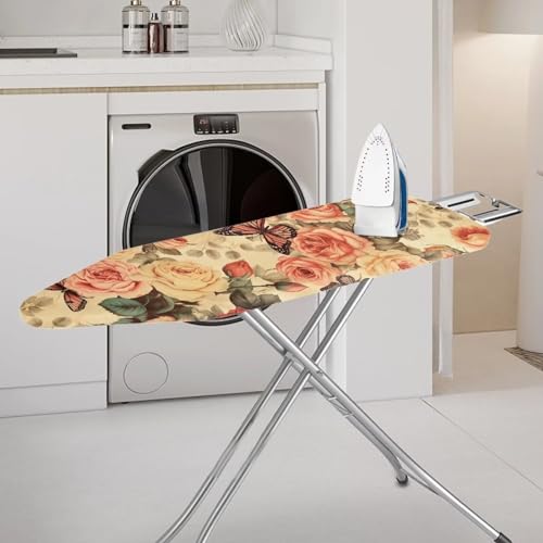 Butterfly Floral Ironing Board Cover and Pad Soft Ironing Board Cover, Non Stick Scorch and Stain Resistant Standard Size 15x54 Inch with Elastic Edges - color: 0 Butterfly Floral