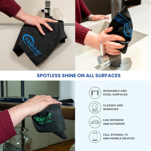 Supercloth® Premium Microfiber Cleaning Cloth for All-Purpose, Lasts Over 5 Years, Glasses Cleaning Cloth, Microfiber Cloth for Cars, Magic Reusable Cloth Streak-Free 100% Made in Italy (2pk) - size: 2