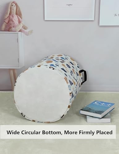 QUEENLALA Large Foldable Round Storage Basket Laundry Hamper, Colorful Bear - color: Round-Colorful Bear