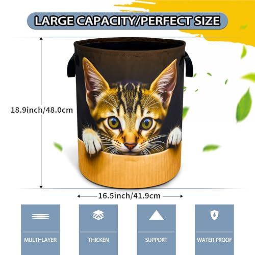 Cute Cat Pet Laundry Basket Foldable Waterproof Hamper 18.9 x 16.5 Inch - color: Cute Cat