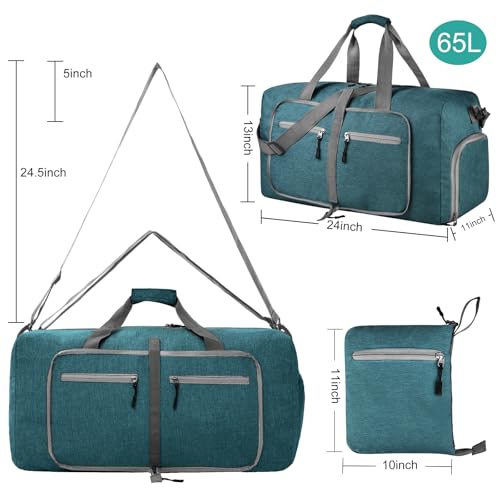 Dimayar 65L Foldable Duffle Bag, Travel & Weekender, Overnight, Gym - color: Green, size: 65L