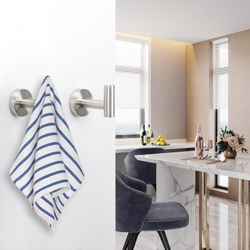 NearMoon Bath Towel Hooks- SUS 304 Stainless Steel Robe Hook Holder, Heavy Duty Coat Hook for Bathroom Livingroom Hotel Kitchen Garage, Wall Mounted (Brushed Nickel, 16 Pack) - color: Brushed Nickel, size: 16 Pack