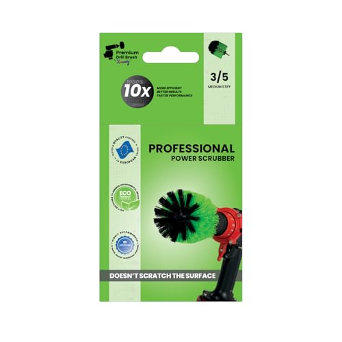 Premium Drill Brush Professional – Medium-Stiff 3,5 in Green | Scratch-Free Kitchen Cleaning Brush for Ovens, Hobs, Worktops, Floor Tiles, Linoleum, Cupboard Doors and Greasy Cookware - color: Green, size: 3,5in