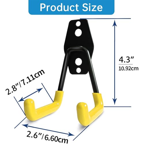 GeeWatom 2 Pack Garage Storage Utility Hooks,Garage Garden Tool Organizer,Steel Wall Mount Hooks, Garden Small U Hooks (Yellow) - color: Yellow