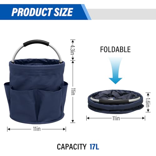 Multifunctional Folding Basket with Handles: Portable Picnic Baskets, Outdoor Beach Baskets, Garden Picking Baskets, Gift Baskets, Collapsible Bathroom Storage Baskets (Blue) - color: Blue