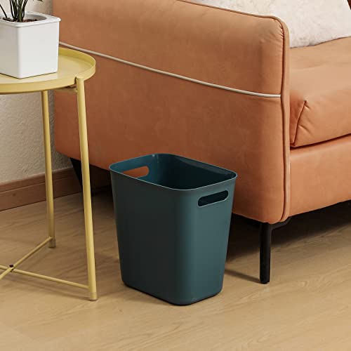 UUJOLY Plastic Small Bathroom Trash Can, 3.5 Gallon, Bluish Green, 2 Pack - color: Bluish Green, size: 3.5 Gallon/2 Pack