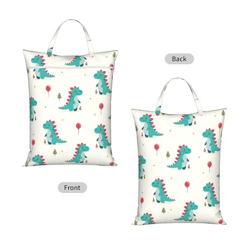 "dinosaur cute dino funny 2-Pack Travel Laundry Bags for Dirty Clothes- Large Waterproof Laundry Tote, Wet & Dry Use, Reusable Foldable Carry Handles for Vacation, Gym & Dorm" - color: Dinosaur Cute Dino Funny
