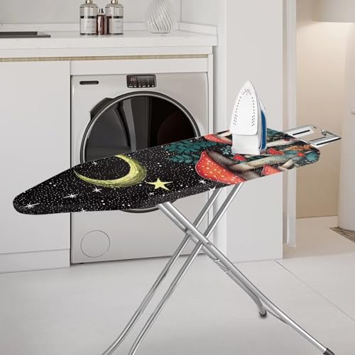 Moon Mushroom Ironing Board Cover and Pad Soft Ironing Board Cover, Non Stick Scorch and Stain Resistant Standard Size 15x54 Inch with Elastic Edges - color: 0 Moon Mushroom