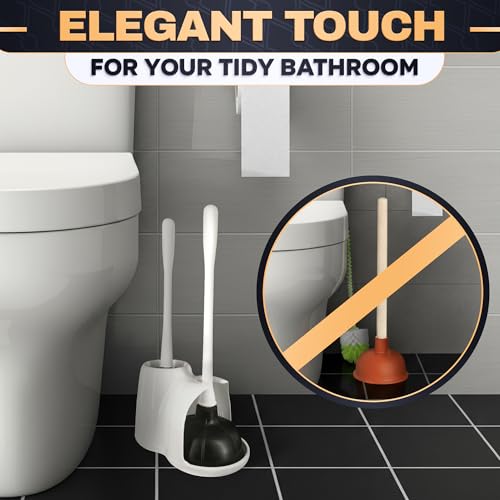2 in 1 Toilet Plunger and Brush Set White, 9.3×6.3×15.2 in - color: White With Plunger