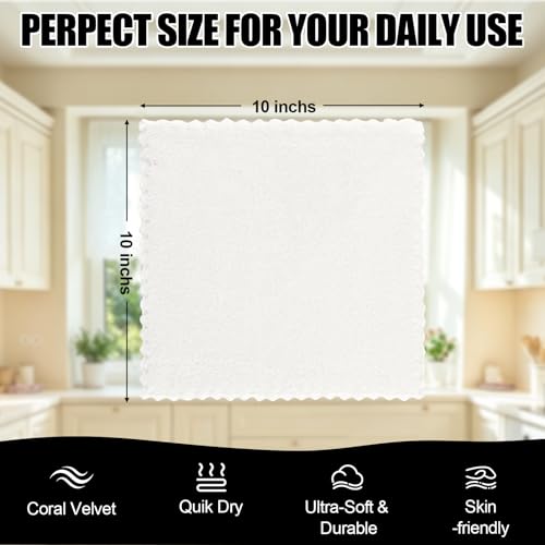 Kitinjoy 24 Pack Kitchen Cloths Dish Towels (10" x 10", White) - color: White, size: 10 X 10 inch- 24 Pack