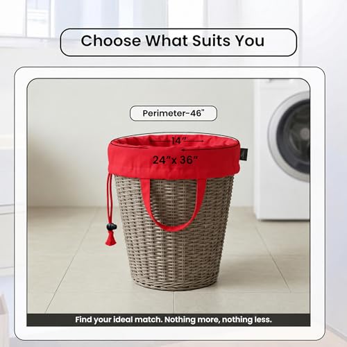 LFH Home Cotton Rich Large Premium Canvas Laundry Bag, Heavy Duty Washable Laundry Hamper with Drawstring & Handles, Multi-Use Clothes Storage for Home, Travel & College, 24"x36" (Pack of 2) - Red - color: Red, size: 24"x36" (Pack of 2)