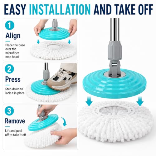 Extendable Mop Handle Set with 2 Microfiber Heads and Mop Plate,Blue - size: Blue Mop & Refills Set