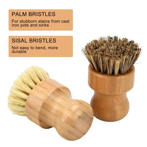 4 Piece Bamboo Dish Brush Set - color: 4 Packs