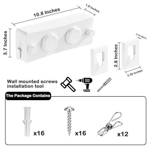 Retractable Clothesline - Heavy Duty 44lb Dual 304 Stainless Lines,16.7ft Anti-Sag Design,Install for Indoor/Outdoor Use (White, Dual Lines) - color: White, size: Dual Lines