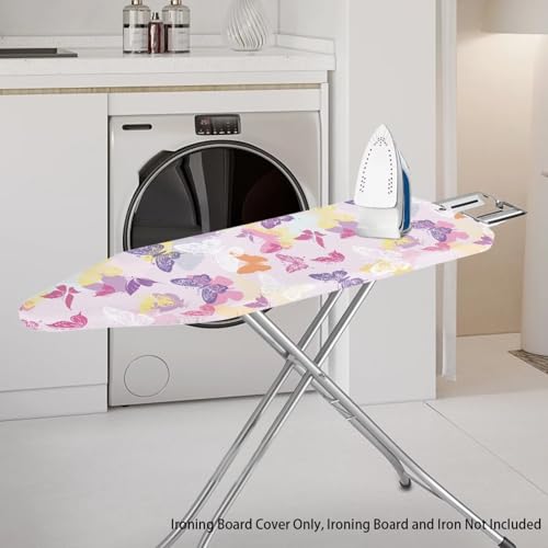 Butterfly Print Ironing Board Cover Stain Resistant Ironing Board Cover with Elastic Edge Standard Size 15x54 inch, Washable Waterproof - color: Butterfly Print
