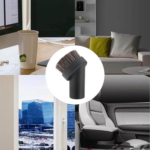 TAODAN 3PCS Vacuum Brush Horsehair Vacuum Attachment Round Dusting Brush with Universal Connector 1 1/4 to 1 3/8 inch Suitable for Cleaning Carpets and Interior Decoration