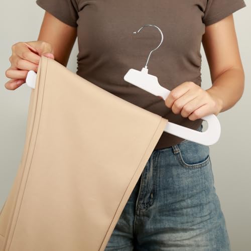 Velvet Pant Hangers Open End,8 Pack Non Slip White Felt Trouser Hangers - color: White