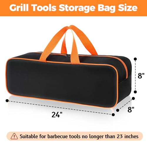 Grill Utensil Storage Bag for Outdoor Grilling, 24 x 8 x 8 in, Black - color: Black, size: 24" x 8" x 8"