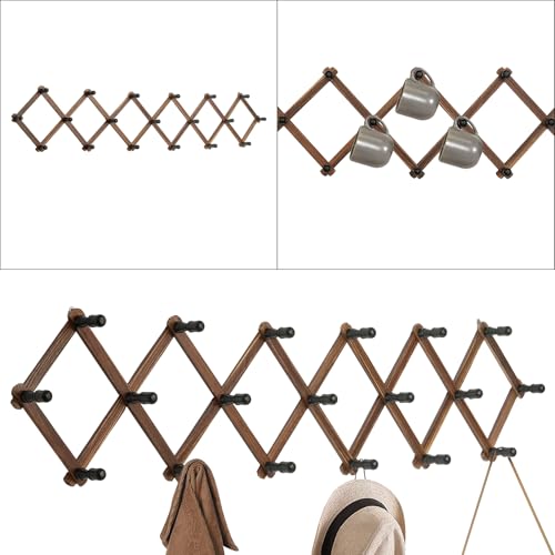 WGFKVAS Expandable Coat Rack, Accordion Wall Hangers with 19 Hooks - style: 1 Pack (19 hooks)