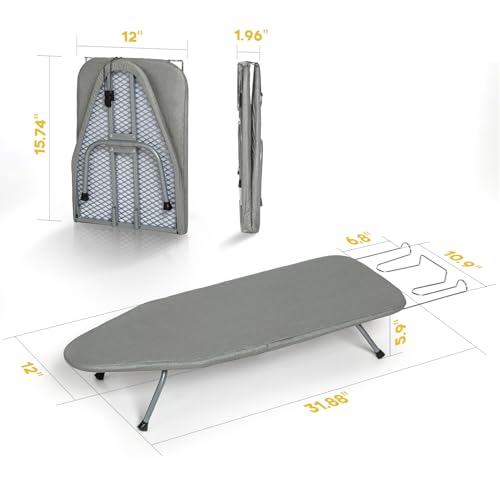 RAINHOL Gray Mini Tabletop Ironing Board 31"x12" - color: Gray, size: Steel Mesh