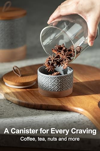 Miamolo Kitchen Canisters for Countertop, Small Coffee Jar, Gray & 5 fl.oz - color: Grey, size: 5 fl.oz
