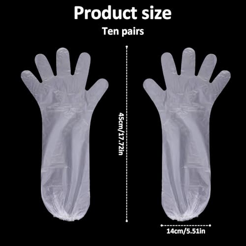 10Pcs Long Sleeve Cleaning Gloves Dressing Gutting Gloves 17.72inch