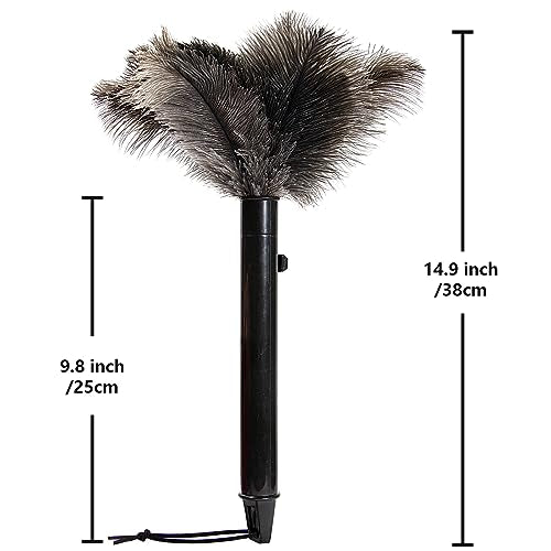 Retractable Ostrich Feather Duster for Cleaning, 15 Inch Fluffy and Natural Feather Duster with Retractable Handle, Reusable Eco-Friendly Handheld Cleaning Supplies(5PCS) - color: Model-15”-brown-5 Pieces