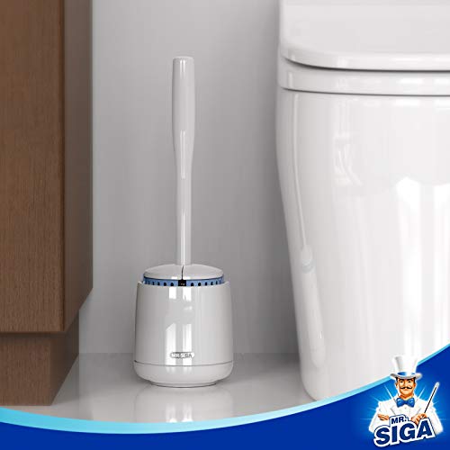 MR.SIGA Toilet Bowl Brush and Holder, Sturdy Long Handle, White, 12 Pack - color: White, size: One Size (Pack of 12)