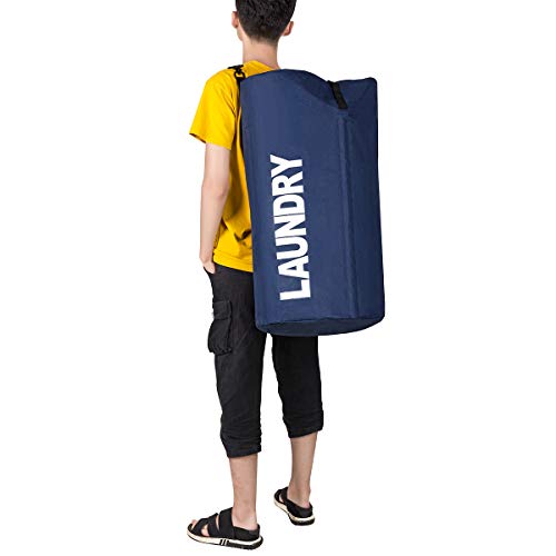 Chrislley 106L Collapsible Laundry Basket, Laundry Backpack, Laundry Bag - color: dark blue