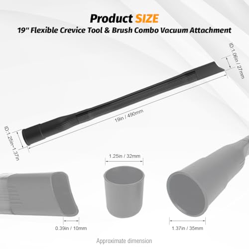 Universal 19" Flexible Crevice Tool & Brush Combo Vacuum Attachment
