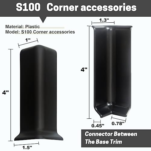 COUKIU Self Adhesive 4 Inch Baseboard Corner Blocks, Black, 6-Piece Set - color: Black, size: 4inch(Width)
