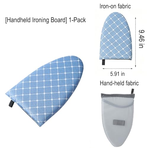 Ironing Board,Garment Steamer Ironing Gloves, Portable Clothing Steam Engine Gloves, Travel Handheld Ironing Board Accessories with Finger Loop for Steaming Clothes,Blue