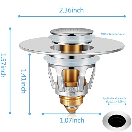 2Pcs Bathroom Sink Stoppers ,Pop Up Drain Stopper for Bathroom Sink,2-in-1 Sink Stopper & Strainer,Universal Wash Basin Sink Stopper,for 1.1"~1.5" Bathroom Sink Drain(Silver) - color: Silver*2