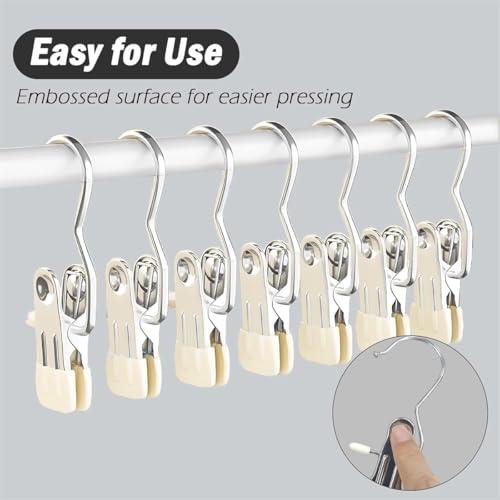 20 Pack Clothes Haning Clips with Hooks, Multi Function Clip Hooks, Laundry Hanging Hooks Clips, Closet Hangers, Boot Clips, Sock Clips, Hat Clips, Glove Clips, Trouser Clips, Towel Pins