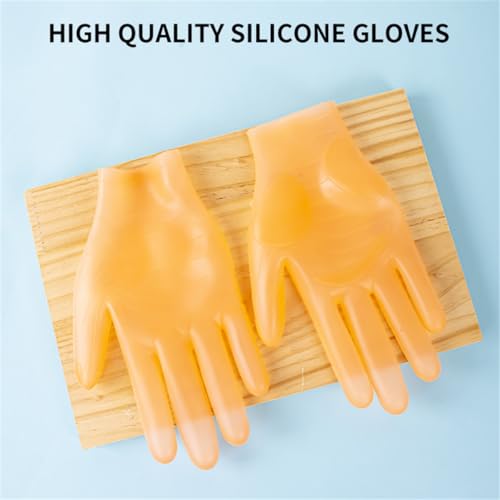 vodvob reusable silicone gloves, finger protectors for epoxy resin casting DIY crafts, household cleaning gloves - color: Orange