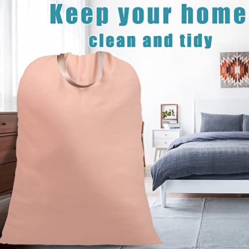 LOLOMLO Extra Large Canvas Laundry Bags with Handles & Drawstring Closure, Heavy Duty Tears Resistant Clothes Storage Travel Bags, Machine Washable Multi Use Laundry Bag liner for Laundry Hamper - color: Light Pink