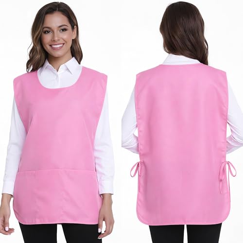 Xeoxarel Unisex Cobbler Apron with 3 Deep Pockets, Smock Vest Apron - color: 3 Pack - Pink