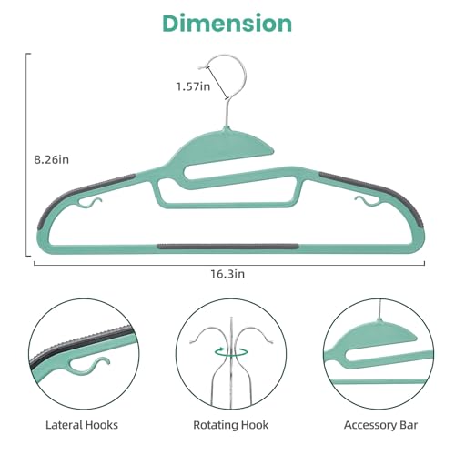 Heavy Duty Plastic Hangers 50 Pack with Non-Slip Design,0.2 Inches Thick,360°Swivel Hook Space Saving Organizer for Bedroom Closet,Shirts,Pants,Strong Enough for Coat(Dusty Blue- S Shaped) - color: Dusty Blue