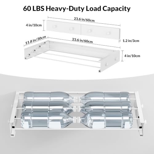Foldable Wall-Mounted Clothes Drying Rack, 23.6 Inches, Holds up to 60 lbs - size: 23.6" Long