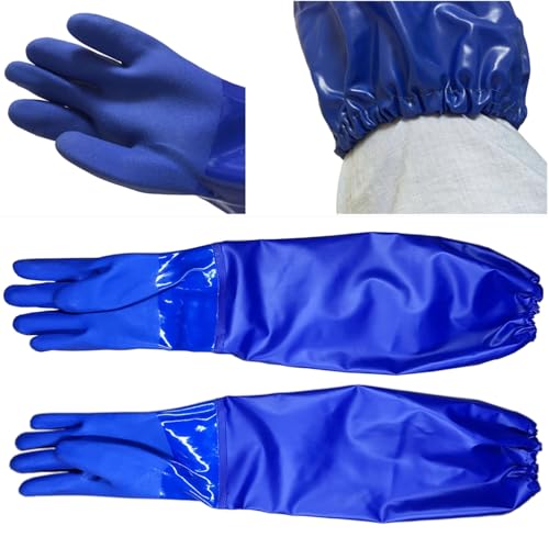 Long Water Proof Rubber Gloves with Cotton Lined, Elbow Length Chemical Resistant Gloves,Large - size: 25 Inch