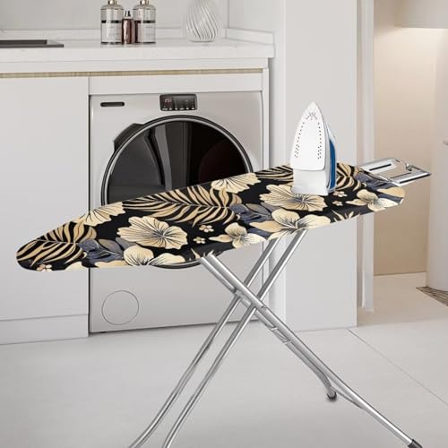 Flower Monstera Print Ironing Board Cover Standard Size, Palm Tree Printed Ironing Board Protector, Heat Reflective, Non Stick and Scorch Resistant, Elastic Edge - color: Flower Monstera Palm Tree - Multi