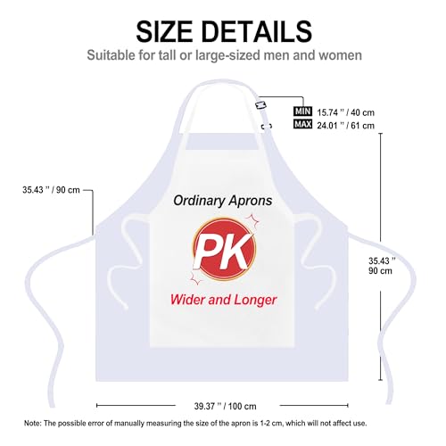 Plus Size Apron with 2 Pocket for Chef Kitchen Cooking Work, 2 Pack - color: White