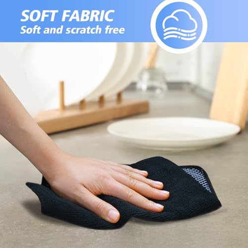 KinHwa Dish Cloths for Washing Dishes with Scrub Side, Microfiber Dish Rags - color: Black, size: 9inchx9inch