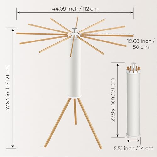 SUNOUTLY Tripod Clothes Drying Rack, Garment Rack Portable and Foldable Space Saving Laundry Drying Rack - Dryer Rack Clothing Floor Folding Balcony Bedroom Household - color: Beige, size: 3 Legs - 12 Rods