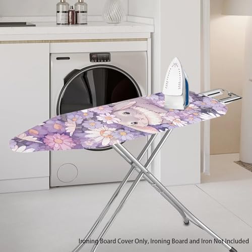 Daisy Bunny Iron Board Cover for Easter Standard Size Elastic Edge for Snug and Secure Fit, Music Note Iron Board Cover for Standard Easy to Install - color: Daisy Bunny