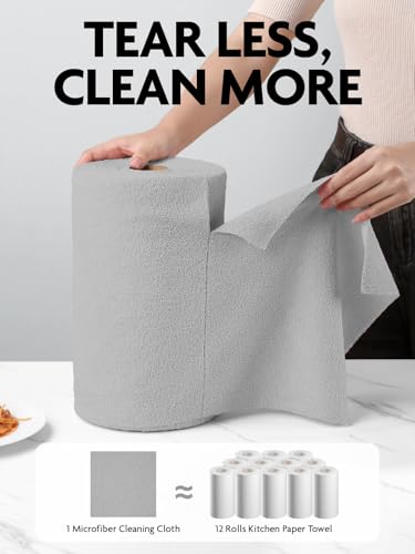 Fantasticlean Microfiber Cleaning Cloth Rolls- 675 Sheets (9 Rolls of Grey) - color: Grey, size: 675 pack