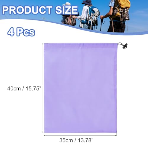 Drawstring Bag with Toggle, Stuff Sack String Waterproof Travel Storage Bags Cinch Stuff Pouch Fitting for (Gym/Traveling/Hiking/Yoga/Office/Shoes) 16 x 14 & 4 Pack & Light Purple - color: Light Purple, size: 16 x 14"