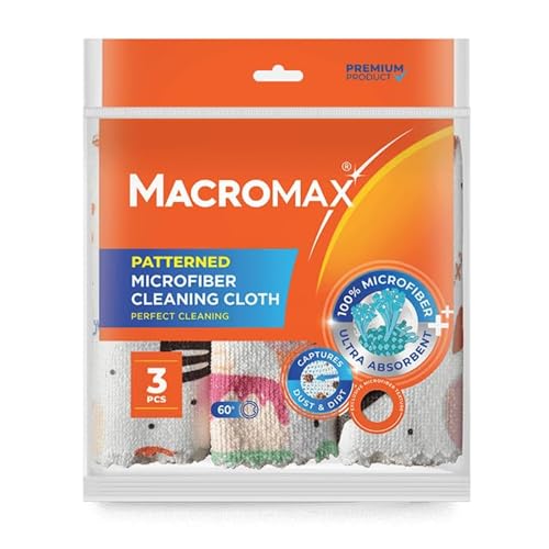 Macro Max 11"x12" Patterned Microfiber Cloths 18 Pack, Dusting Polishing
