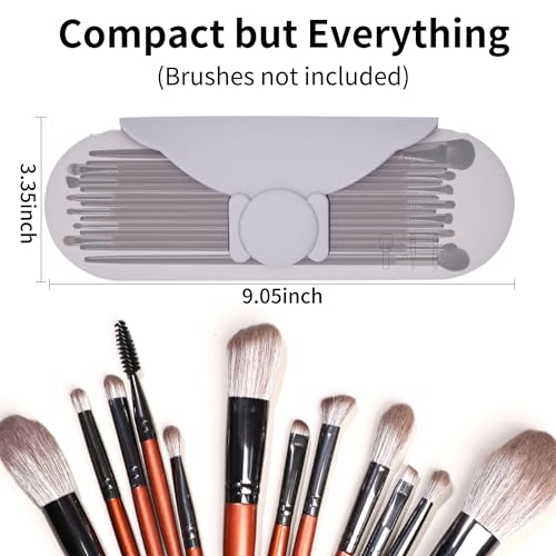 Travel Silicone Makeup Brush Holder with Cleaning Pad and Magnetic Closure - color: Purple